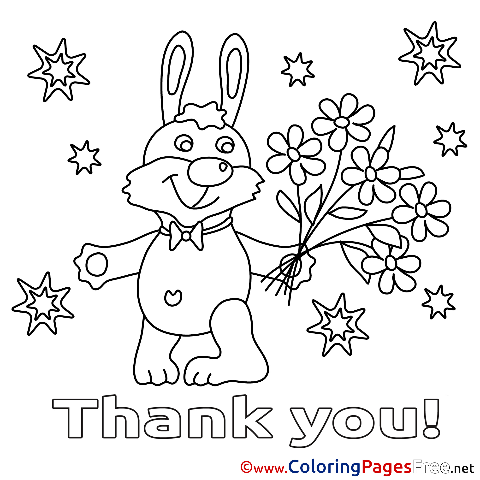 2001x2001 Bunny Flowers Kids Thank You Coloring Pages