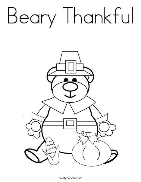 468x605 Beary Thankful Coloring Page