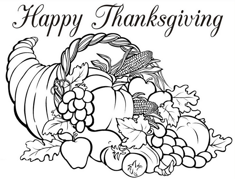 825x627 Adult Coloring Page Thanksgiving Horn Of Plenty 5