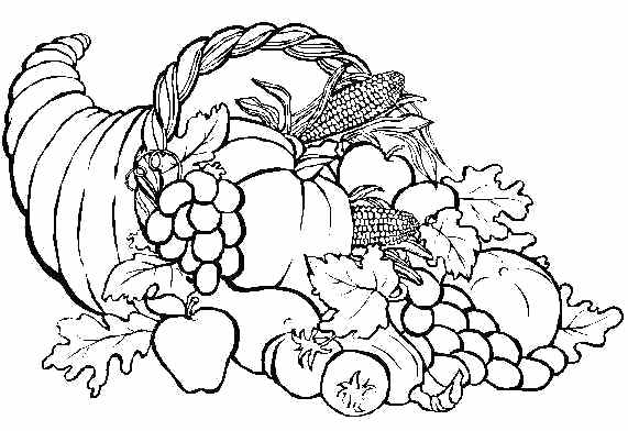 571x392 Thanksgiving Cornucopia Coloring Pages Kids Thanksgiving