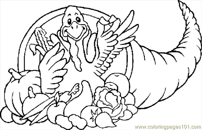 650x418 Cornucopia Amp Turkey Coloring Page