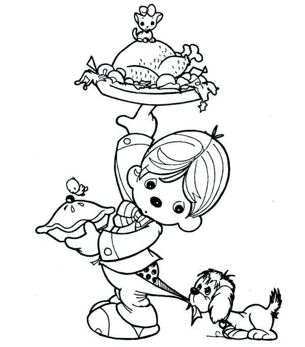 600x682 Thanksgiving Dinner Coloring Pages A Kid Preparing Thanksgiving