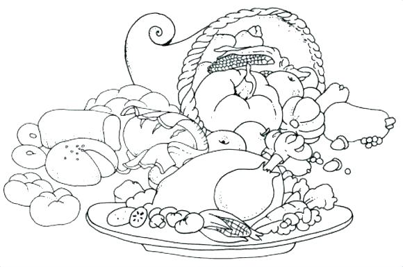 580x385 Thanksgiving Dinner Coloring Pages Dinner Plate Coloring Page