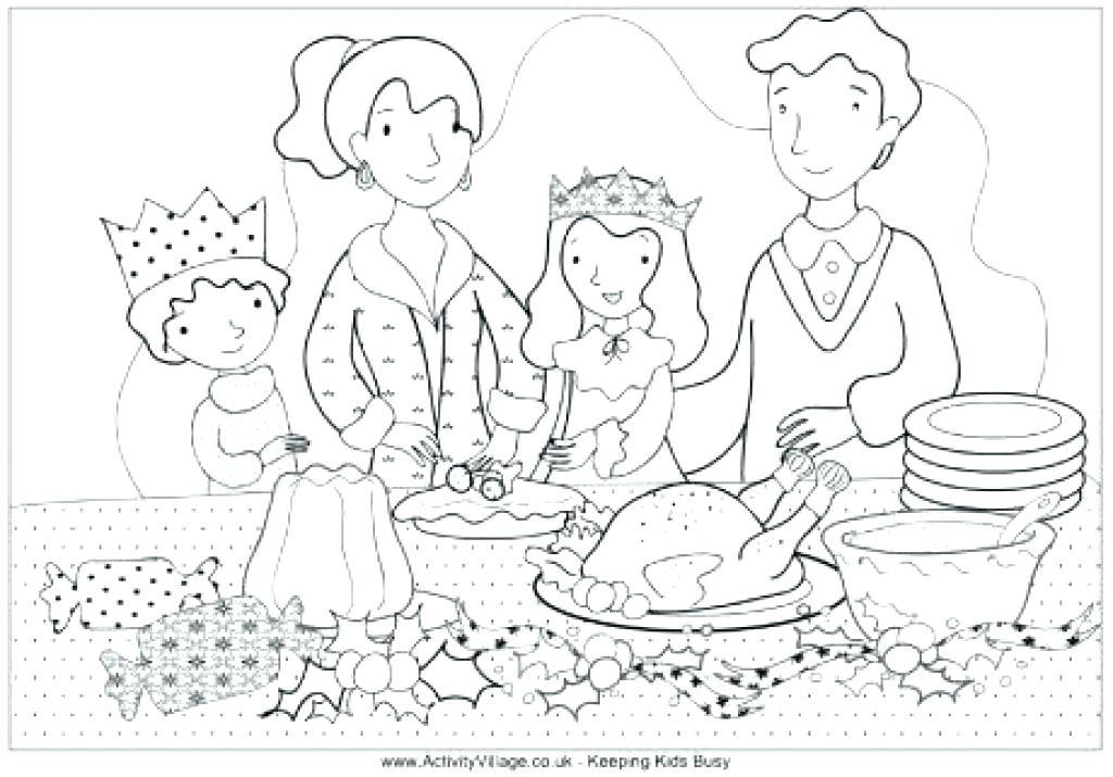 1024x715 Thanksgiving Dinner Coloring Pages Dinner Coloring Pages X