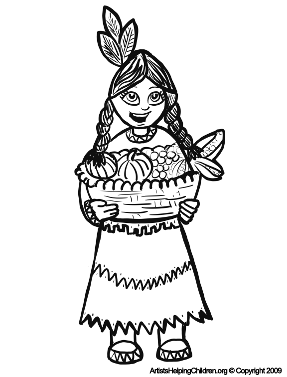 576x756 Thanksgiving Indian Girls Coloring Pages Printouts Amp Turkey