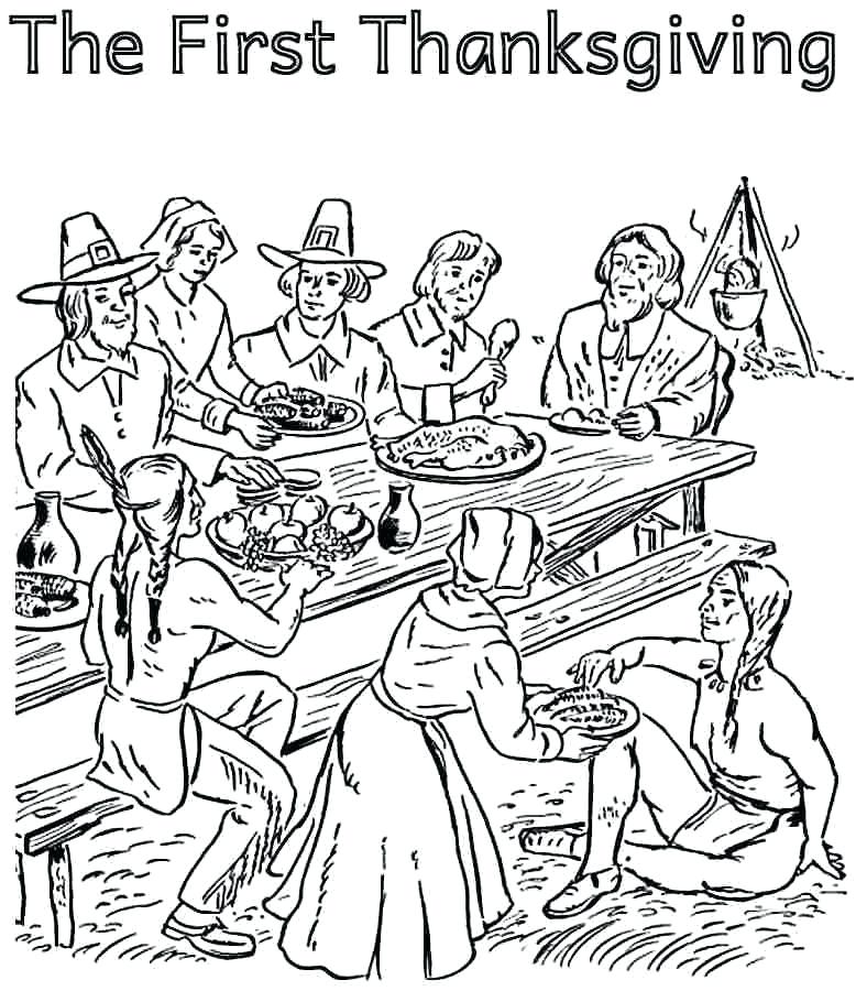 778x900 Pilgrim And Indian Coloring Pages Thanksgiving Pilgrims Coloring