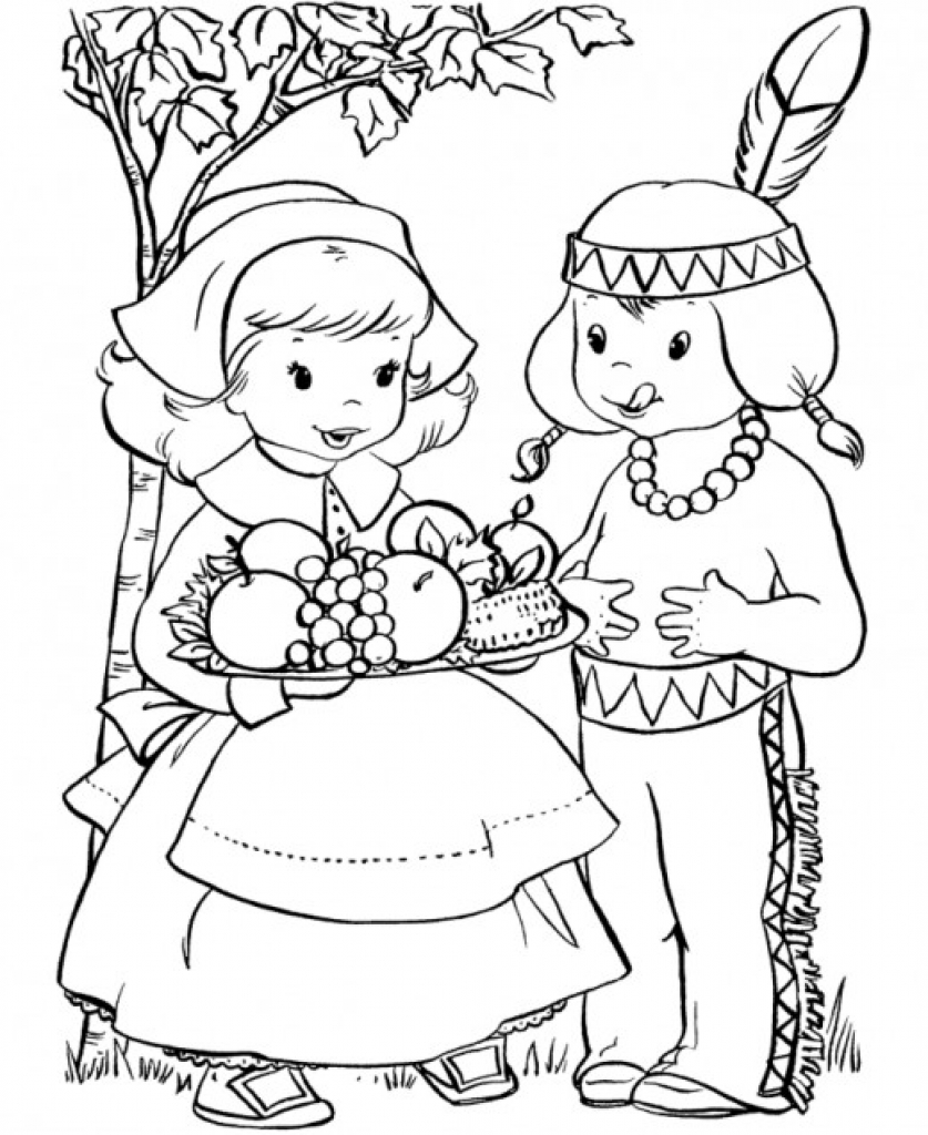 837x1024 Thanksgiving Pilgrims Coloring Page