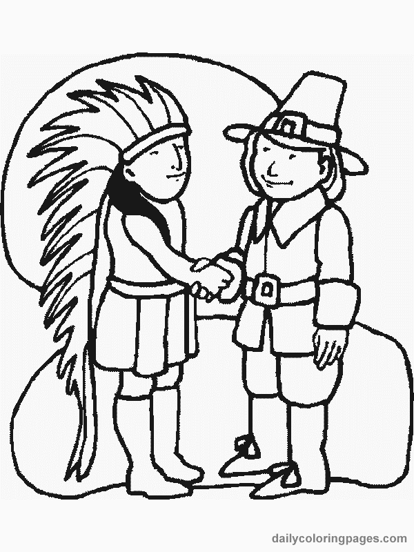 600x800 Native American Amp Pilgrim Coloring Page Thanksgiving