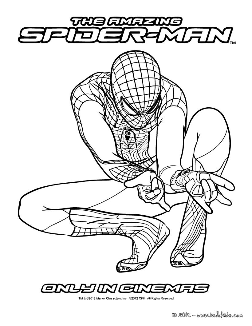 820x1060 The Amazing Spiderman Ready To Shoot His Webs Coloring Page