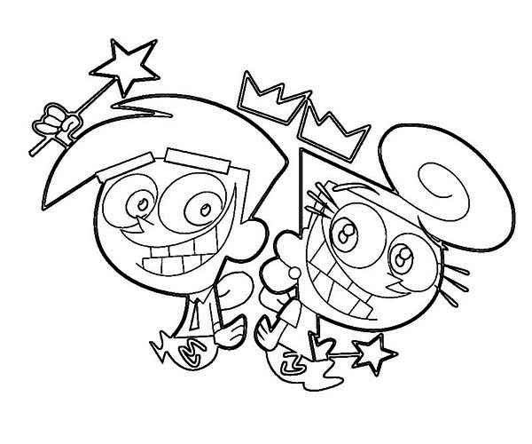 600x500 Wanda And Cosmos Big Grin In The Fairly Odd Parents Coloring Page