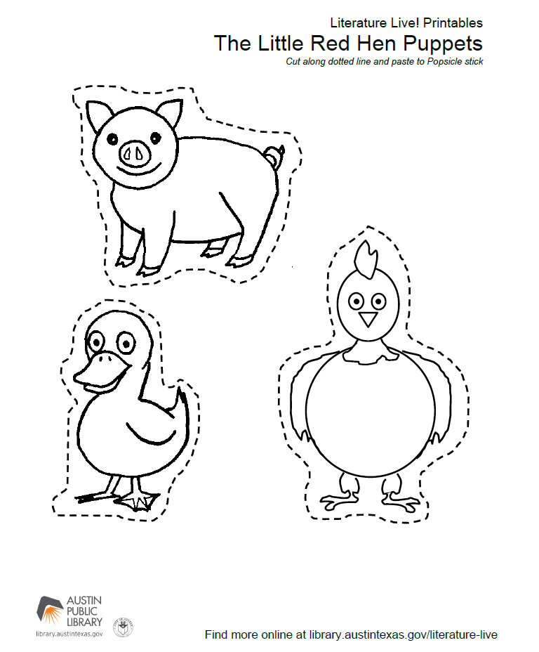 768x928 The Little Red Hen (Printable Puppets) Austin Public Library