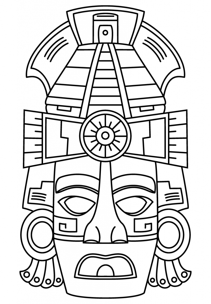 711x1024 Maya Civilization Face Mask Coloring Page