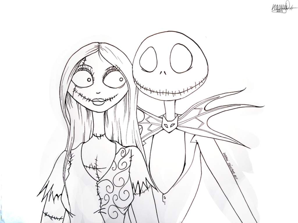 1024x768 Jack And Sally Coloring Pages Nightmare Before Christmas Cartoons