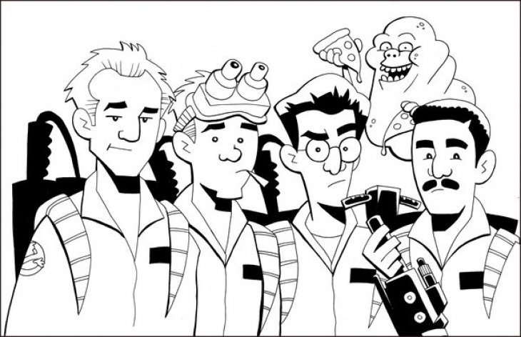 730x472 All Member Of Ghostbusters And Slimer Coloring Page Free Printable