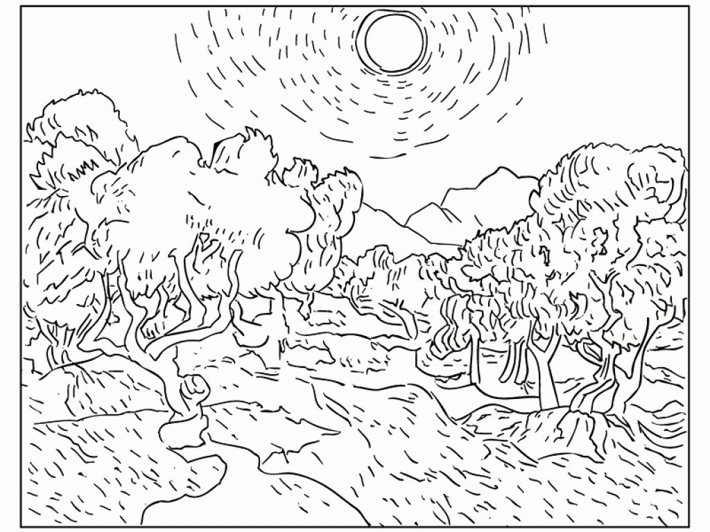 1024x768 Famous Artists Coloring Pages Edvard Munch Painting The Scream