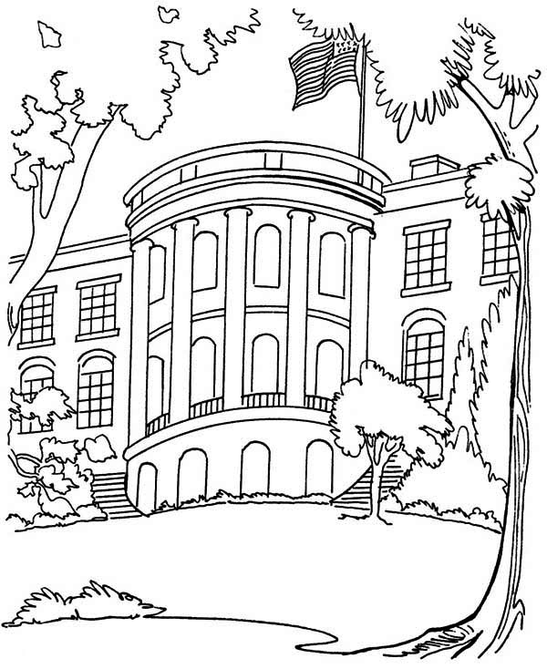 600x734 The White House In Houses Coloring Page