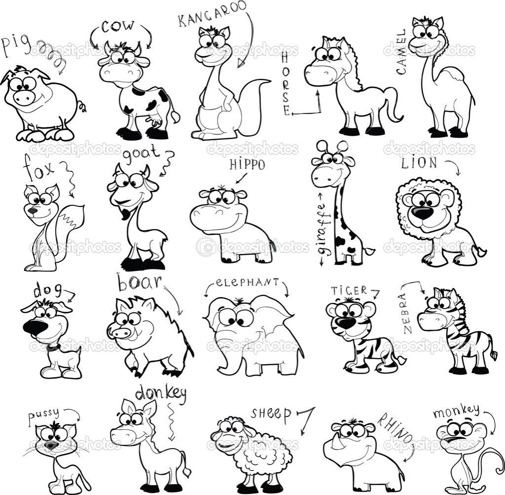 1024x1003 Cute Cartoon Animals To Dr On Cool Easy Christmas Drawings