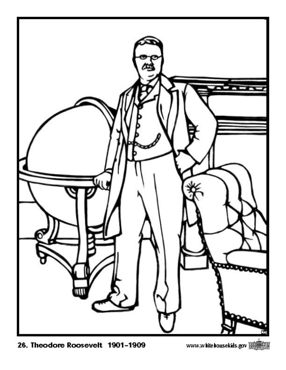 580x750 Coloring Page 26 Theodore Roosevelt
