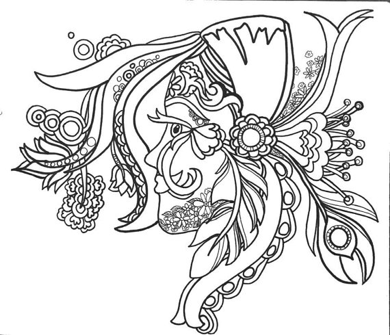 570x490 15 Coloringpages Funfancyfunkyfaces Vol.1 Original Art