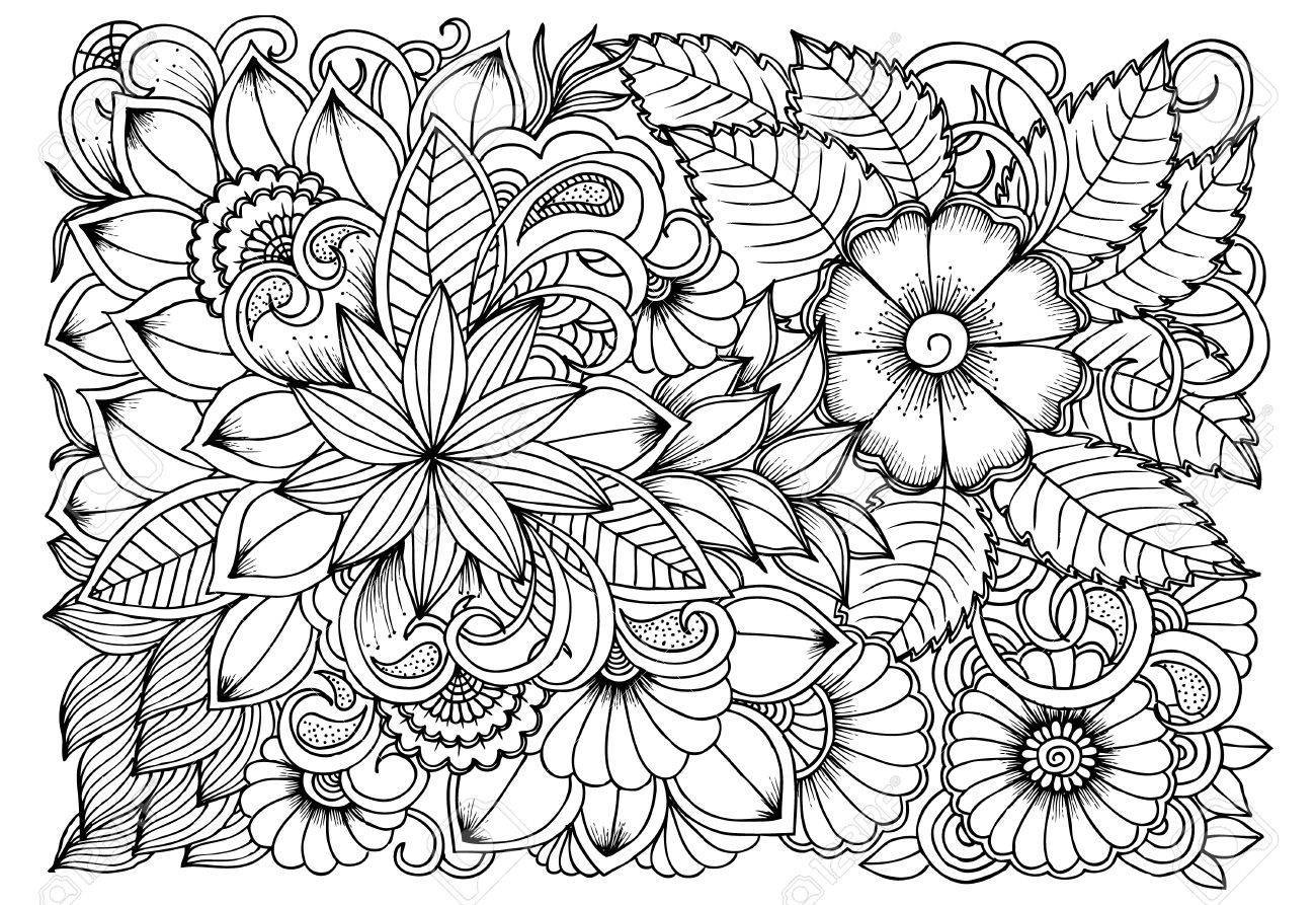 1300x893 Unbelievable Black And White Flower Pattern For Coloring Doodle
