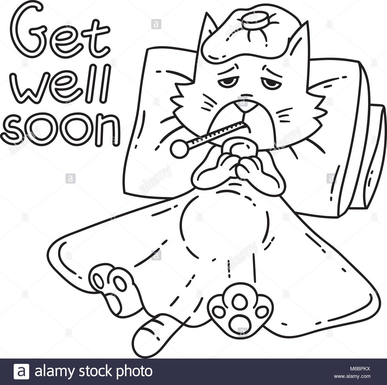 1300x1294 Sickening Cat With Thermometer Under The Blanket. Page