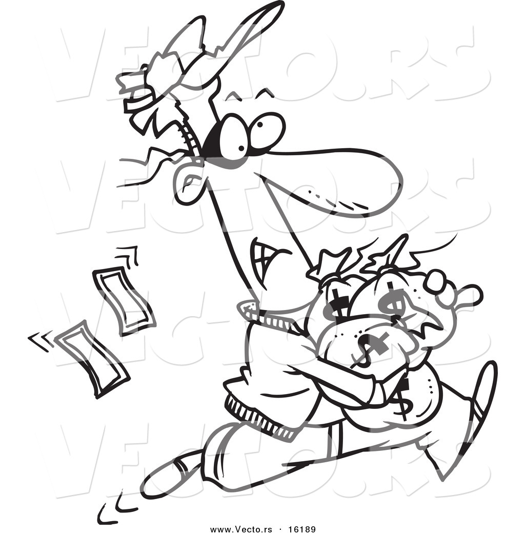 1024x1044 Vector Of A Cartoon Robber Getting Away With Bags Of Cash