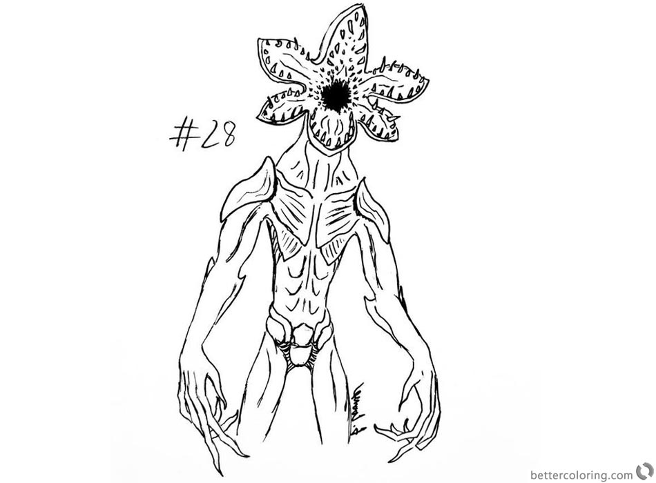 950x700 Stranger Things Coloring Pages Inktober Demogorgon By Thecoondog