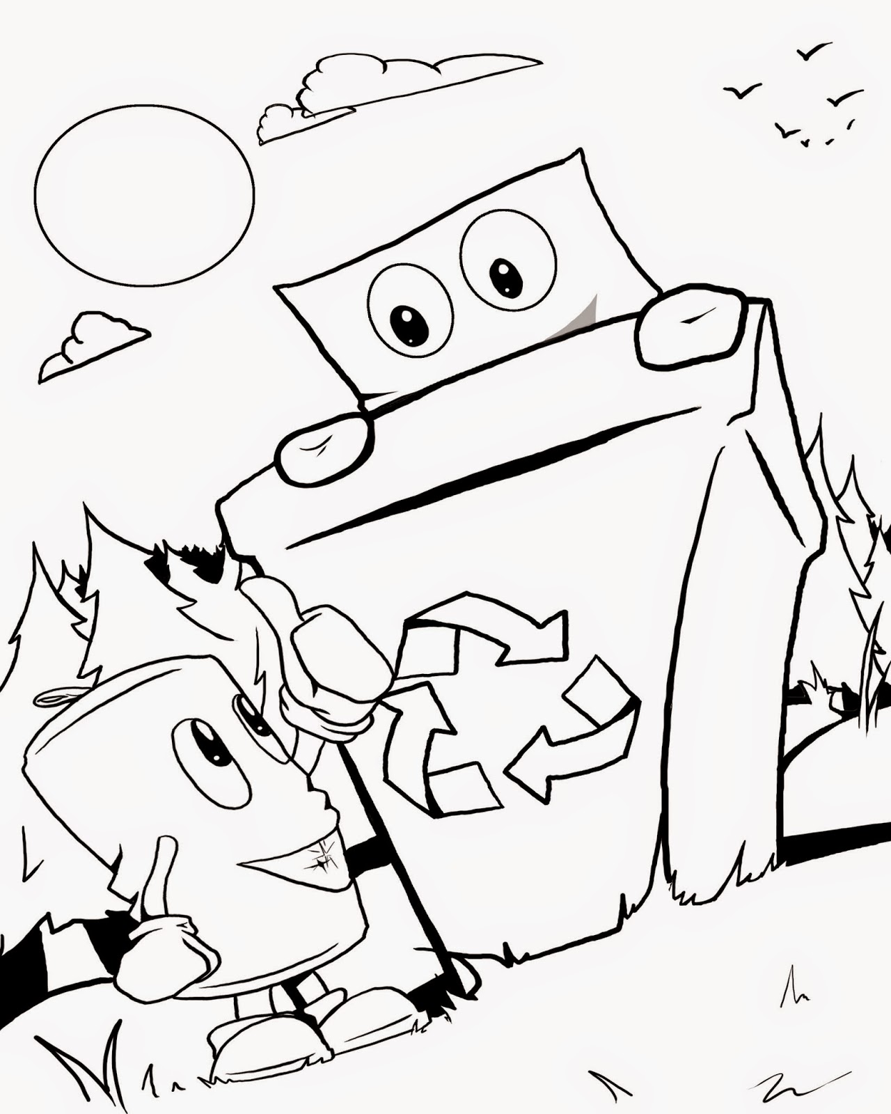 1280x1600 Reduce Reuse Recycle Coloring Pages Green