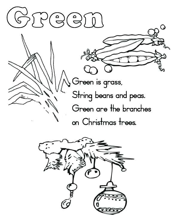 572x717 Color Green Worksheet Coloring Page Green Things Set Single Color