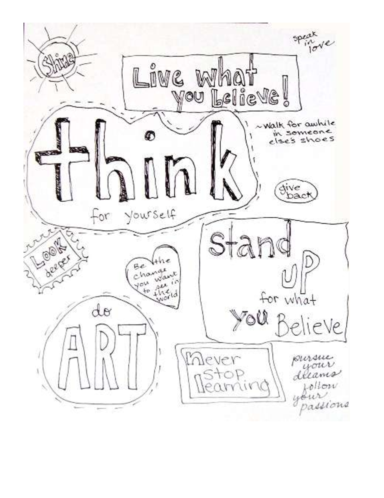 1275x1650 Quote Coloring Pages Think For Yourself Coloring Page Mandalas