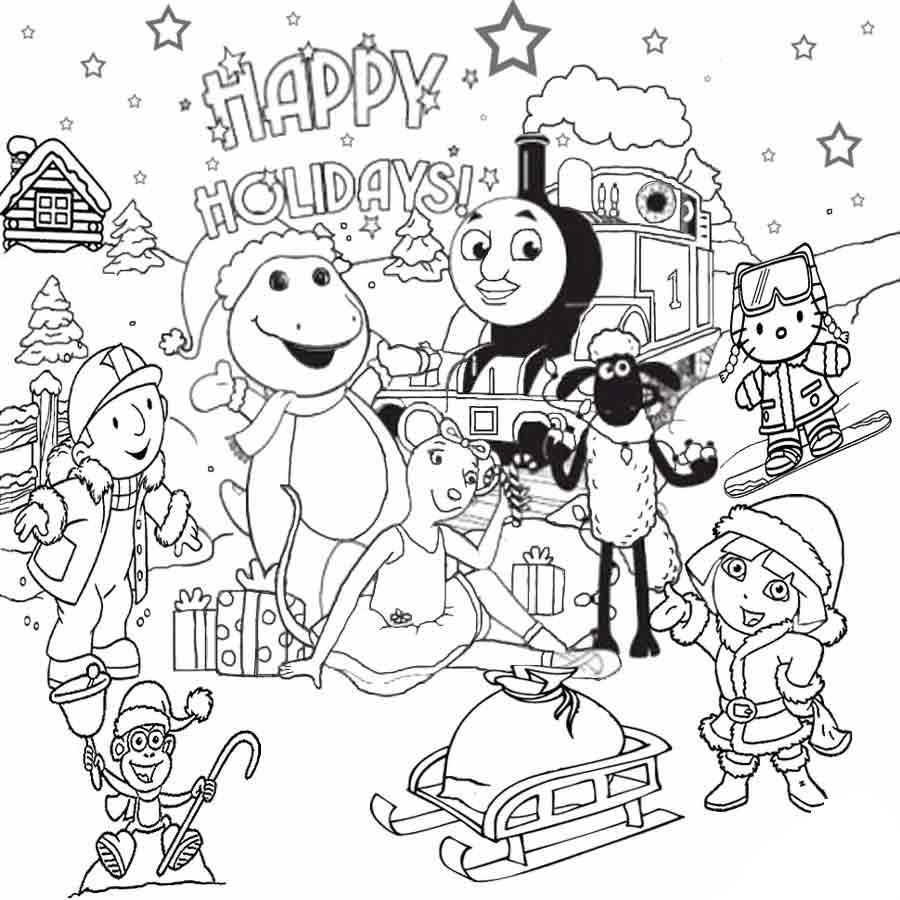 900x900 Christmas Coloring, Thomas The Train Coloring Pages Christmas