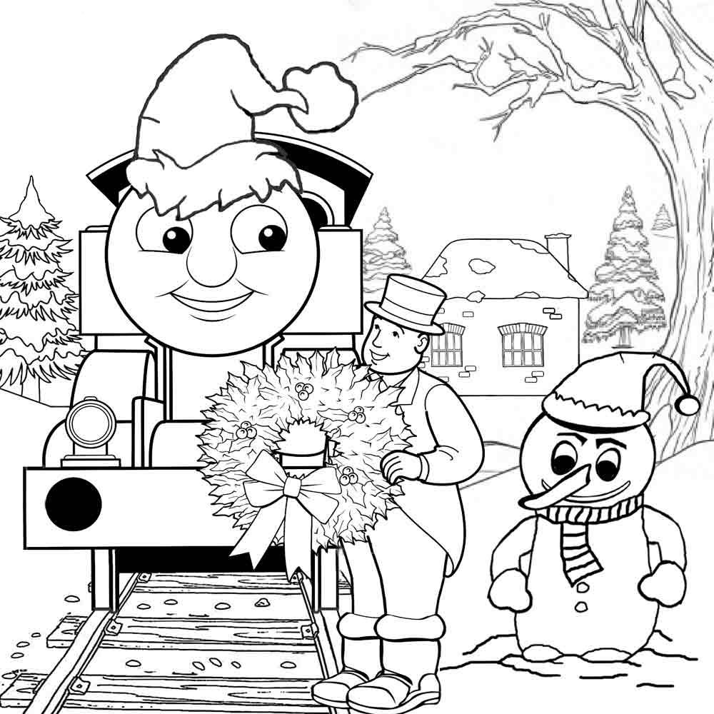1000x1000 Thomas The Train Christmas Coloring Pages