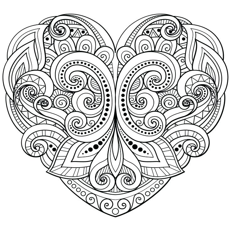 736x736 Coloring Pages Heart Coloring Pages Hearts Hearts And Roses Full