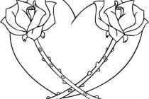 210x140 Coloring Pages Hearts Hearts And Roses Full Of Thorn Coloring Page