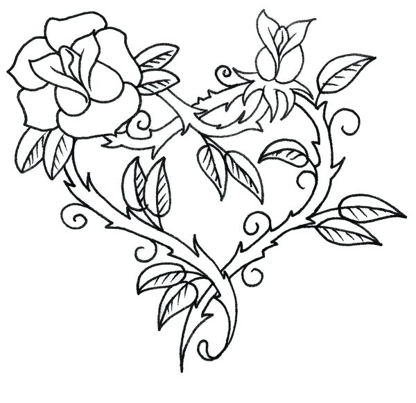 600x581 Rose And Heart Coloring Pages Hearts With Wings And Halo Coloring