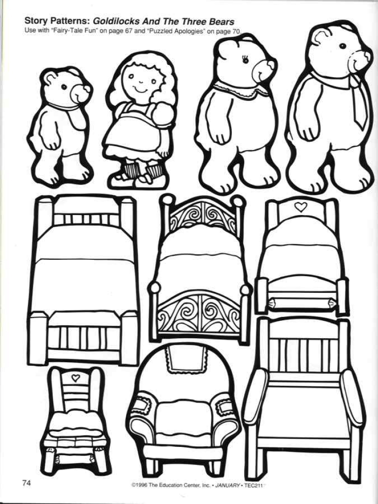 768x1024 Now Three Little Bears Coloring Pages Goldiloc