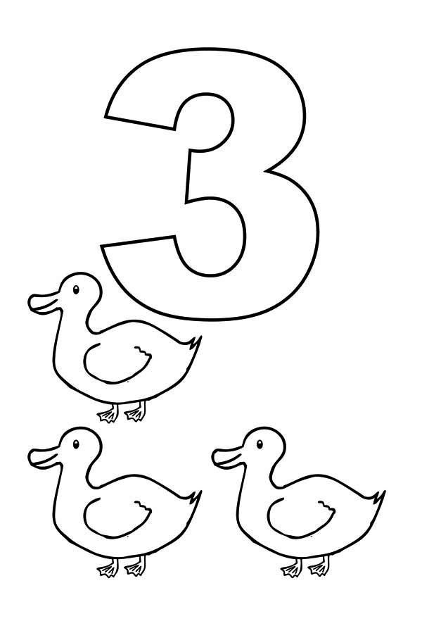600x889 Number 3 Coloring Page Learn Number 3 With Three Ducks Coloring