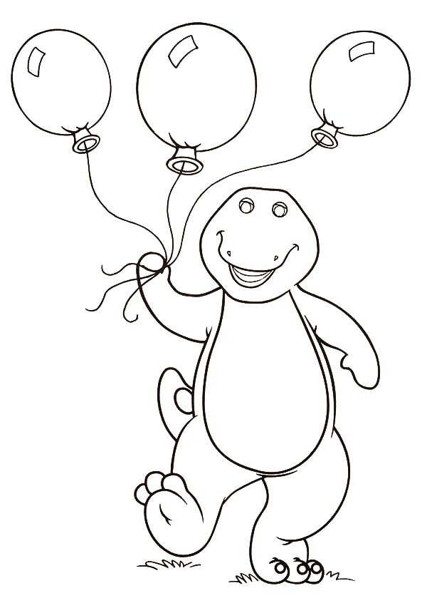600x846 Barney Holding Three Balloons Coloring Pages Best Place To Color