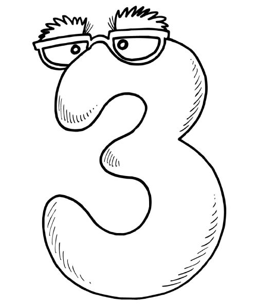 500x600 Number 3 Coloring Page Mr Number 3 Coloring Pages For Kids Free