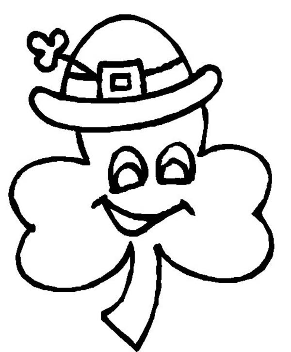 600x725 A Four Leaf Clover Wearing Irish Hat Coloring Page Color Luna