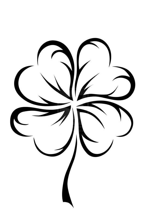 600x901 An Art Graphic Of Four Leaf Clover Coloring Page Svg Files