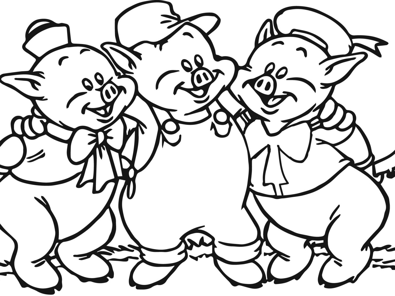 1600x1200 3 Little Pigs Farmers Coloring Page Printable Free Cartoons Three