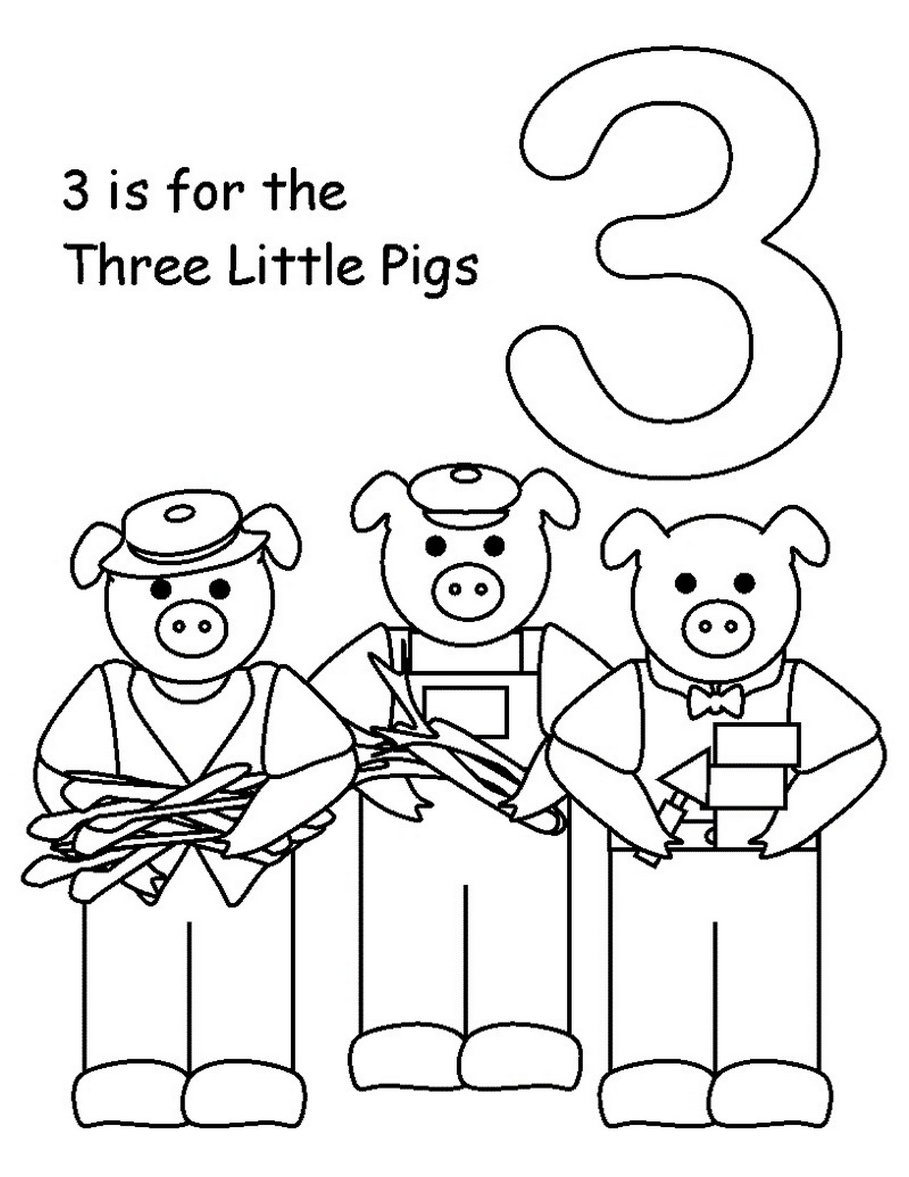 1275x1650 Three Little Pigs Coloring Pages For Preschool Printable