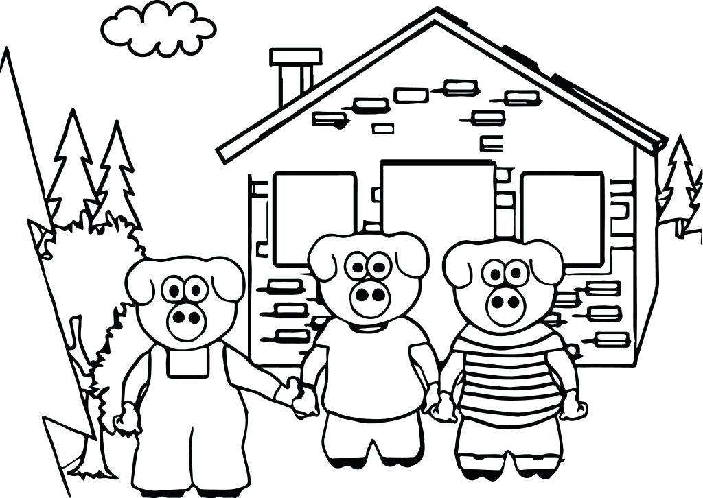 1024x726 Three Little Pigs Coloring Page The House Of Three Little Pigs