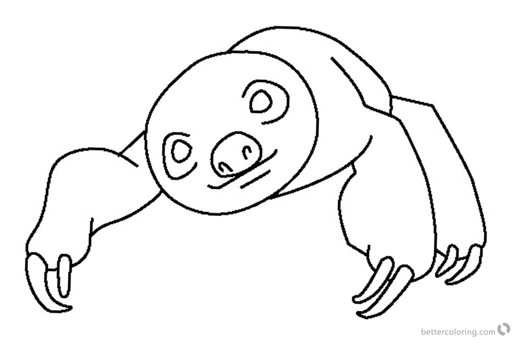 1024x700 Sloth Coloring Pages Two Toed Sloth Simple Line