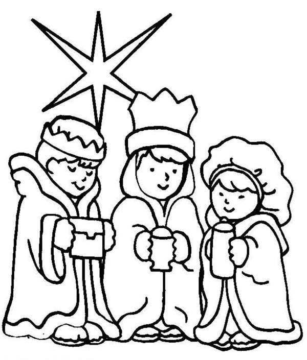 600x705 Three Wise Men On Christmas Day Coloring Page