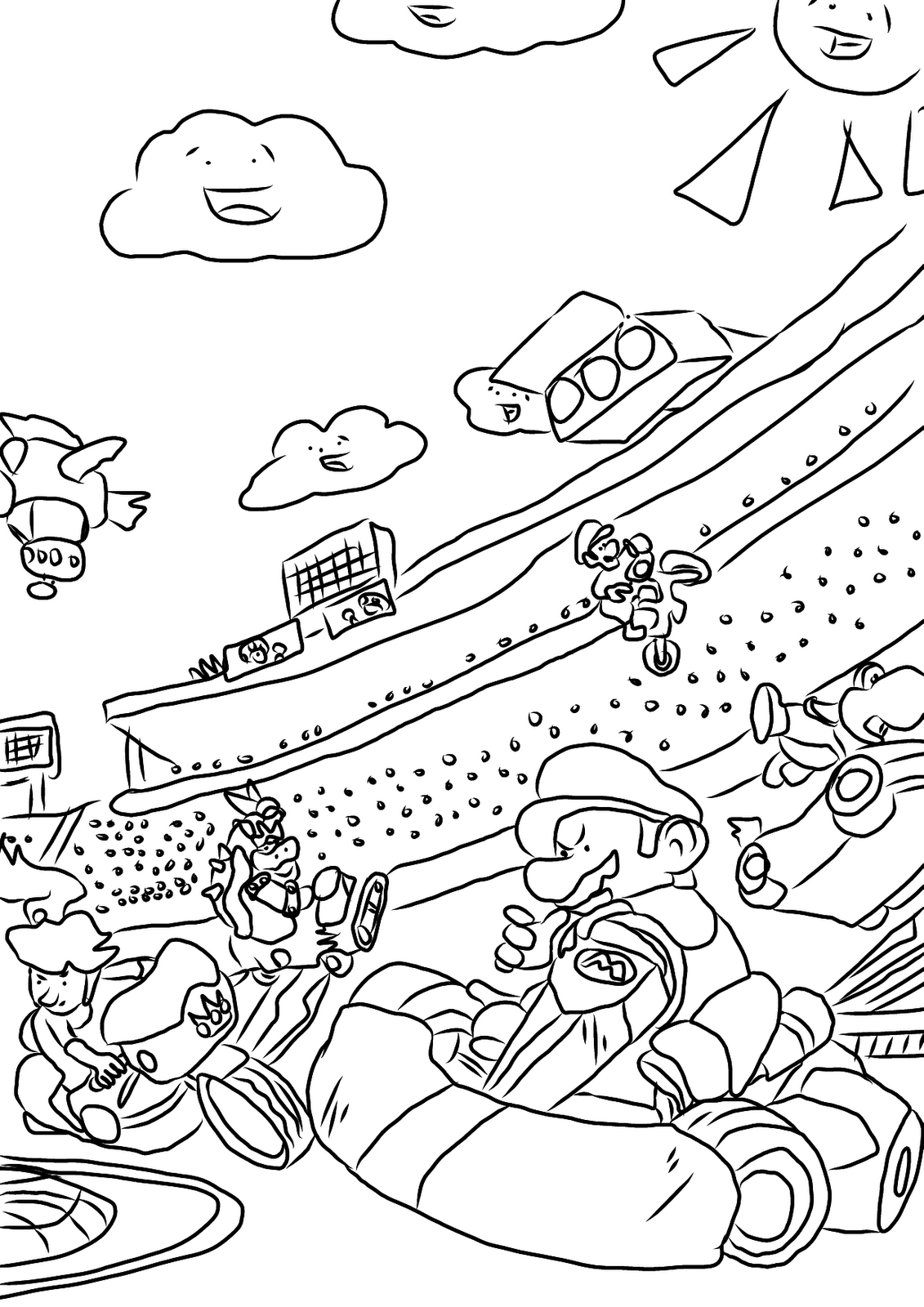 1131x1600 Mario Kart 7 Coloring Pages