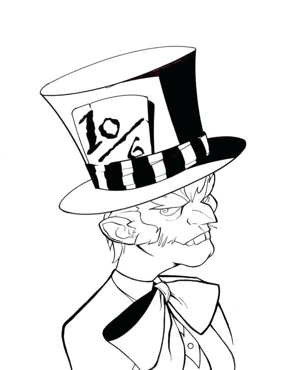 600x726 Bow Tie Colouring Page Kids Coloring Mad Hatter With Bow Tie