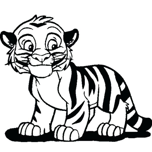 600x600 Cute Tiger Coloring Pages Cute Tiger Cub In Cartoon Coloring Page