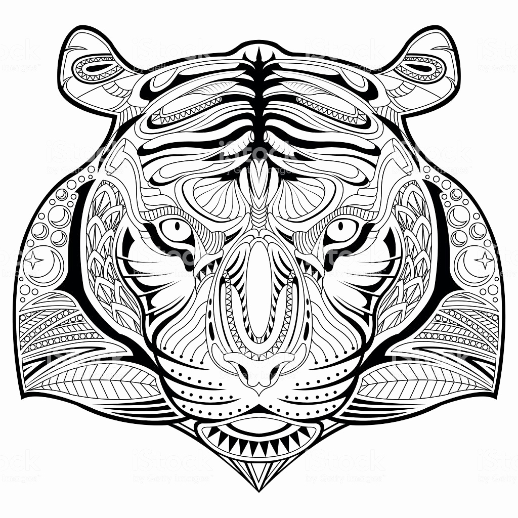 1024x1024 Tiger Face Coloring Page 2 Funny Coloring Circus Tiger Coloring